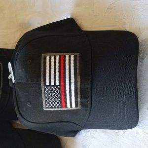 FireFighter USA Red Thin Line American Flag Black Baseball Cap  New